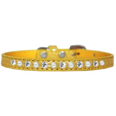 PET PAL Pearl and Clear Jewel Croc Dog CollarYellow Size 14 PE925804